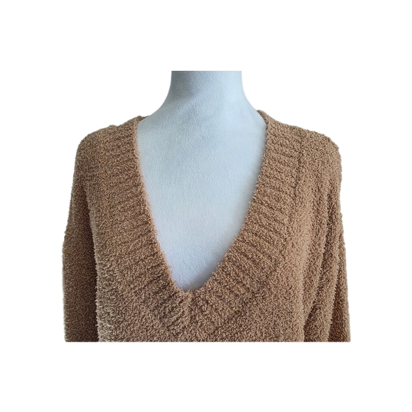 Sanctuary Tan Brown V-Neck Knitted Long Sleeve Oversized Sweater Size S NWT - Picture 5 of 8